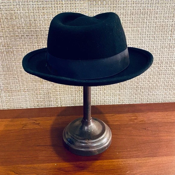 🌟HP🌟VTG 1960s Black Wool Bogart Fedora by Capas Design - Picture 4 of 11